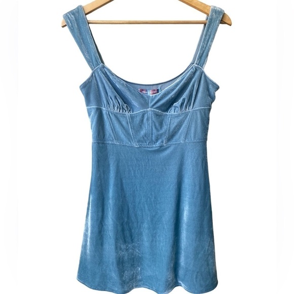 Urban Outfitters Velvet Babydoll Dress M Y2K Mini Corset Empire Waist Coquette - Picture 6 of 12